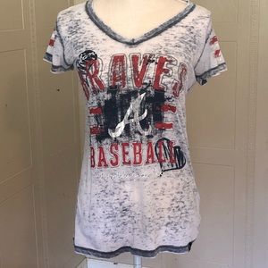 Atlanta Braves long fitted v-neck TShirt Sz S